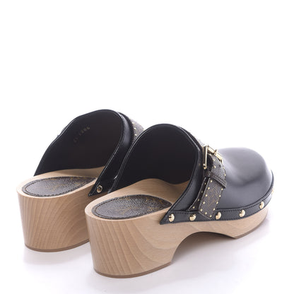Louis Vuitton Calfskin Patent Monogram Cottage Clog Mules 38.5 Black 4 of 11