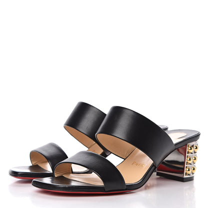 Christian Louboutin Nappa Vasa Opticat 55 Slide Sandals 37.5 Black Gold 3 of 11