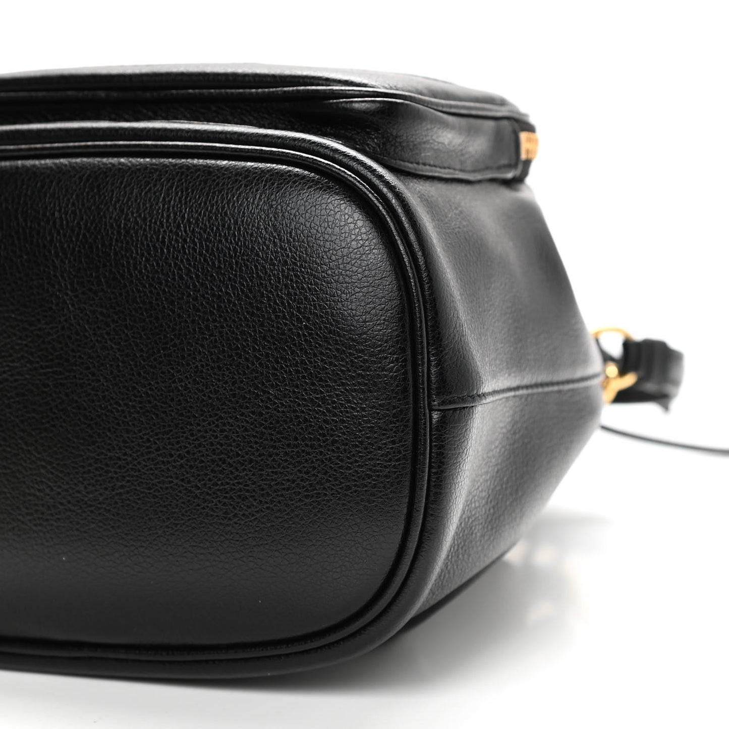 Glace Calfskin Embossed Secchiello Bucket Bag Black