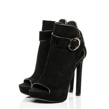 Louis Vuitton Suede Attraction Peep Toe Ankle Boots 36 Black 3 of 7