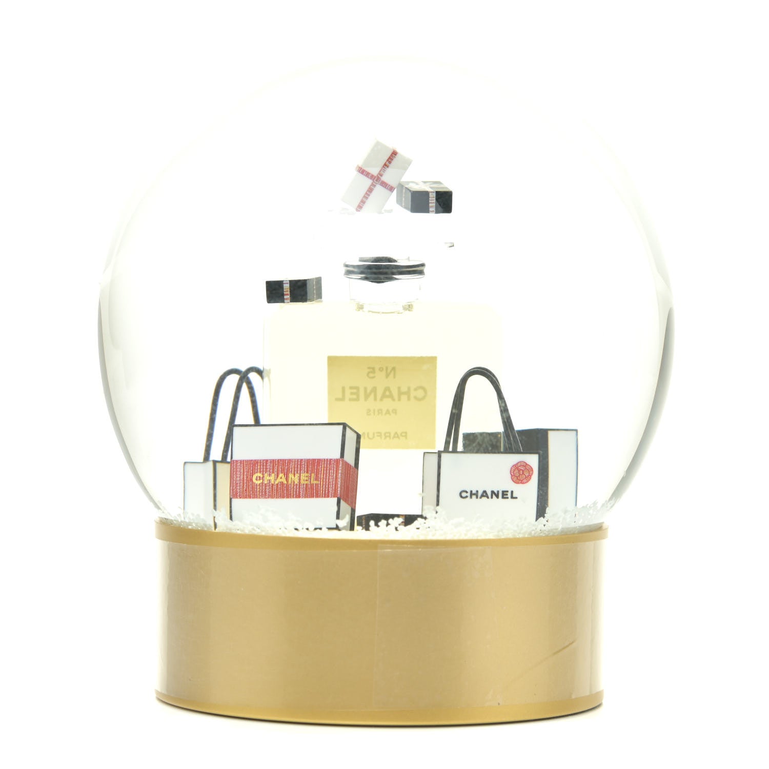 Chanel Glass N°5 Perfume Bottle Snow Globe Gold 2 of 5