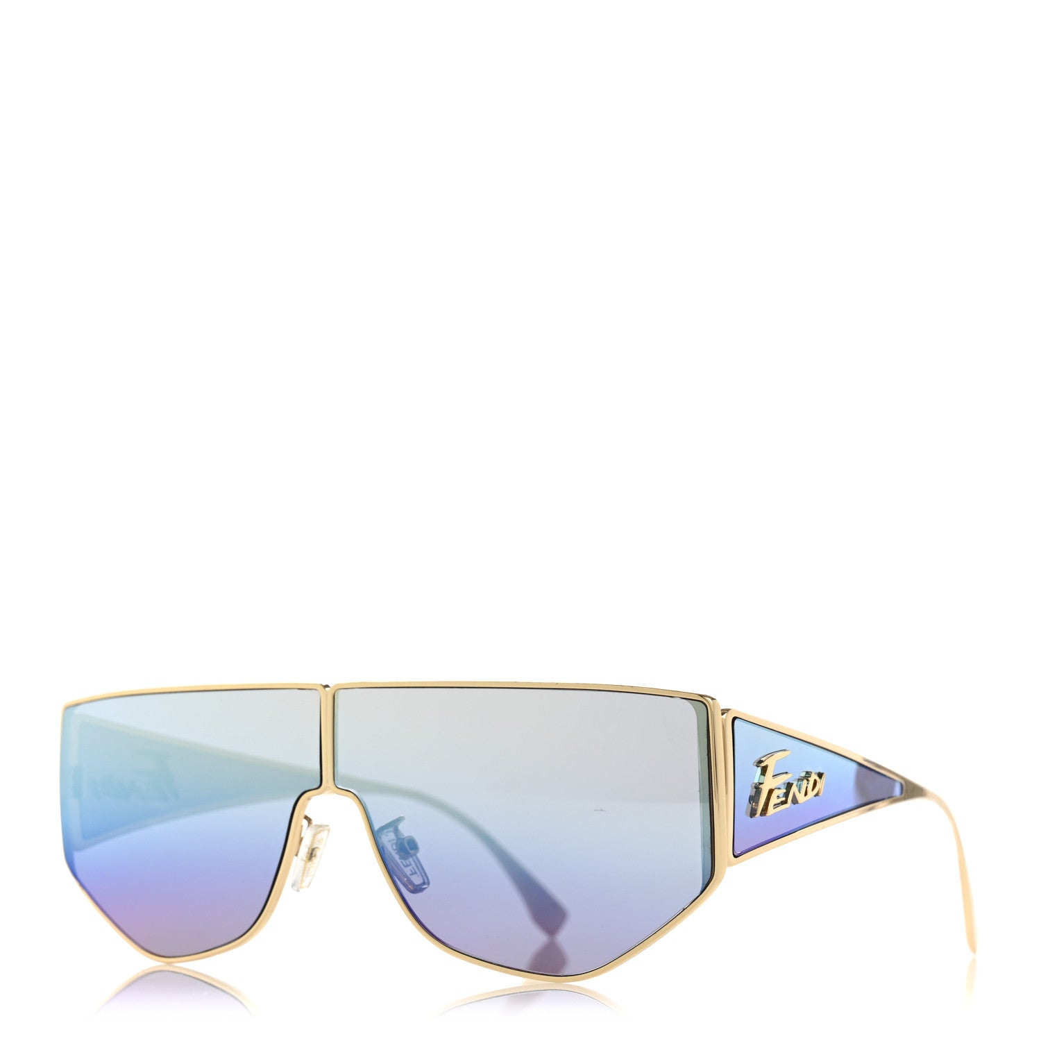 Fendi Metal Disco Geometric Sunglasses FE 40051/U Gold Blue Mirror 1 of 10