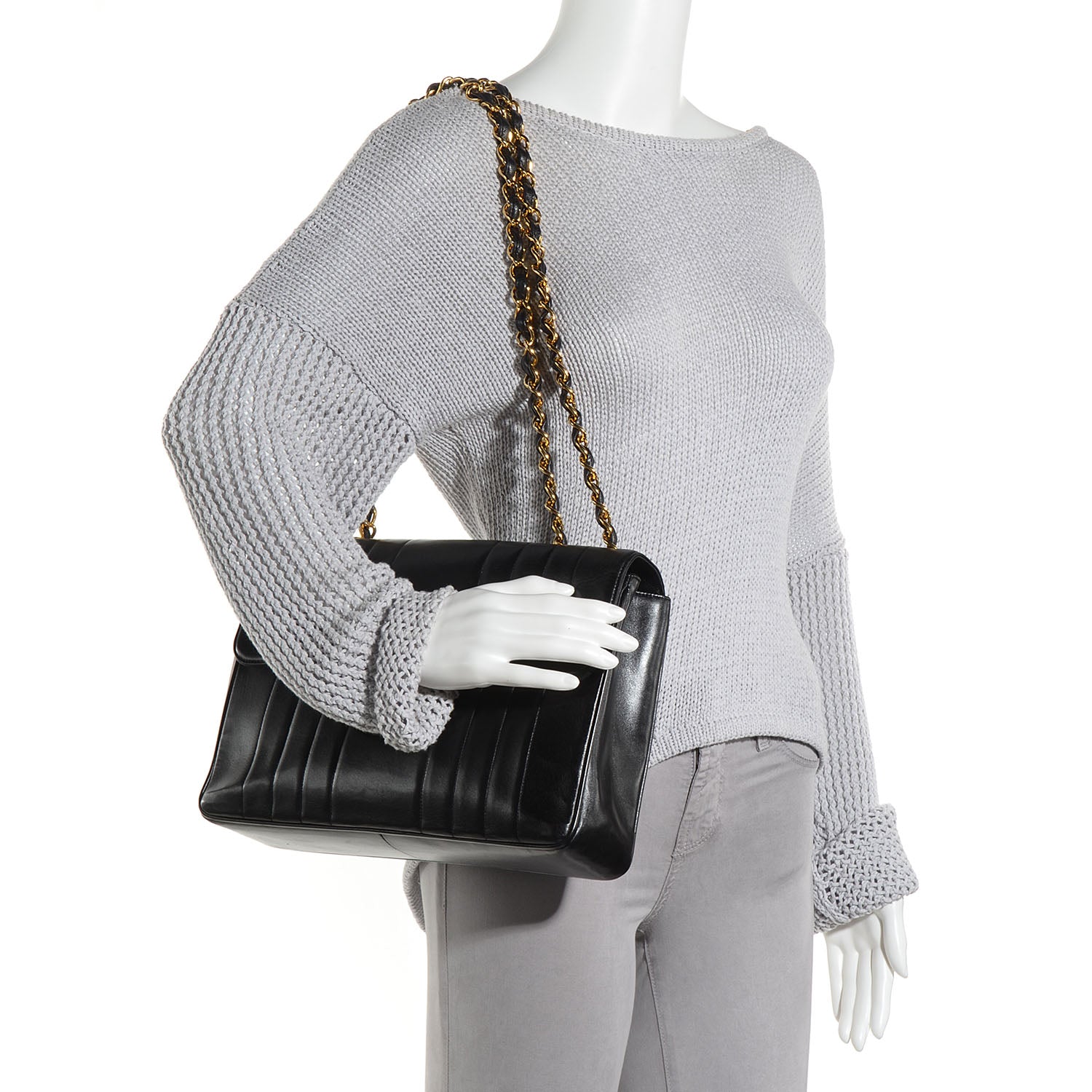 Chanel Lambskin Vertical Quilt Jumbo Flap Black 2 of 8