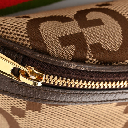 Gucci Monogram Jumbo GG Textured Dollar Calfskin Web Belt Bag Camel Ebony New Acero 11 of 11