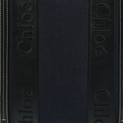 Chloe Calfskin Linen Medium Woody Tote Deep Denim 7 of 11