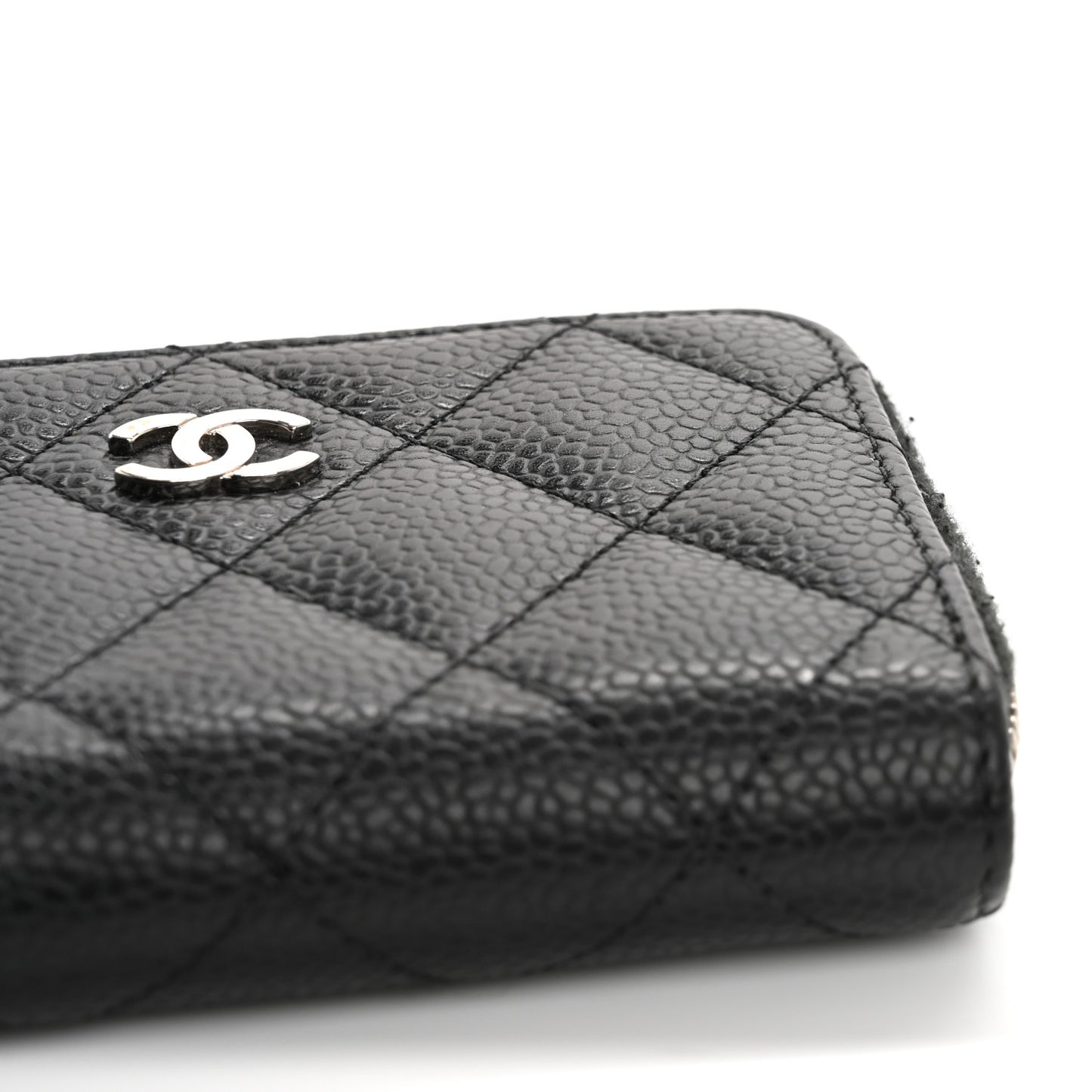 Caviar Quilted Zip Coin Purse Black