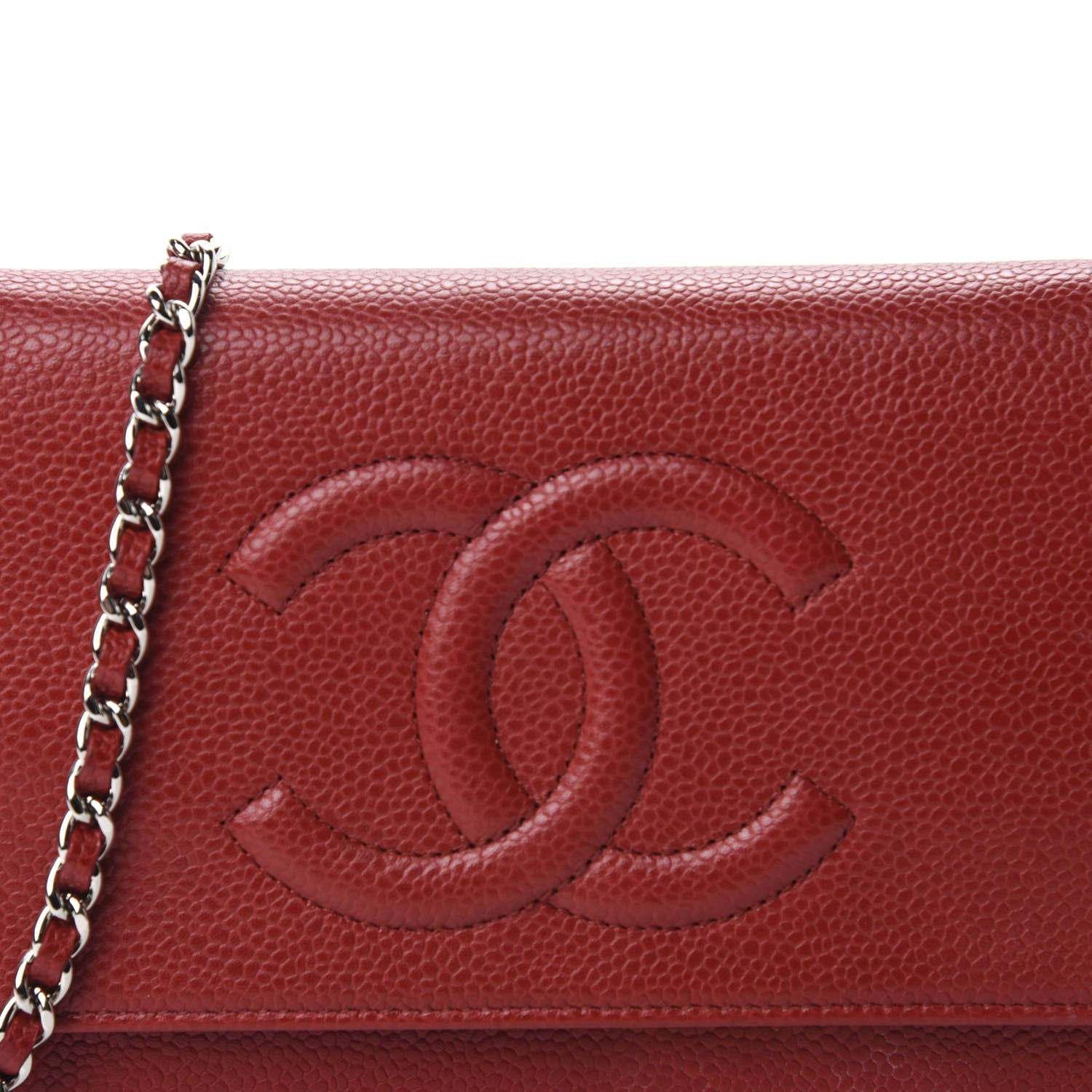 Chanel Caviar Timeless CC Wallet On Chain WOC Red 13 of 14