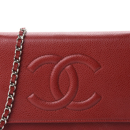Chanel Caviar Timeless CC Wallet On Chain WOC Red 13 of 14