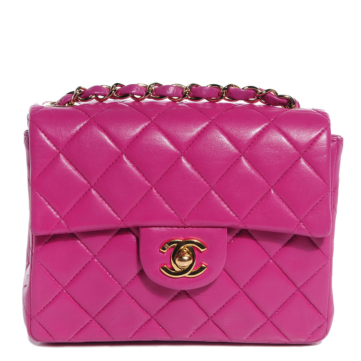Chanel Lambskin Quilted Mini Square Flap Fuchsia 1 of 7