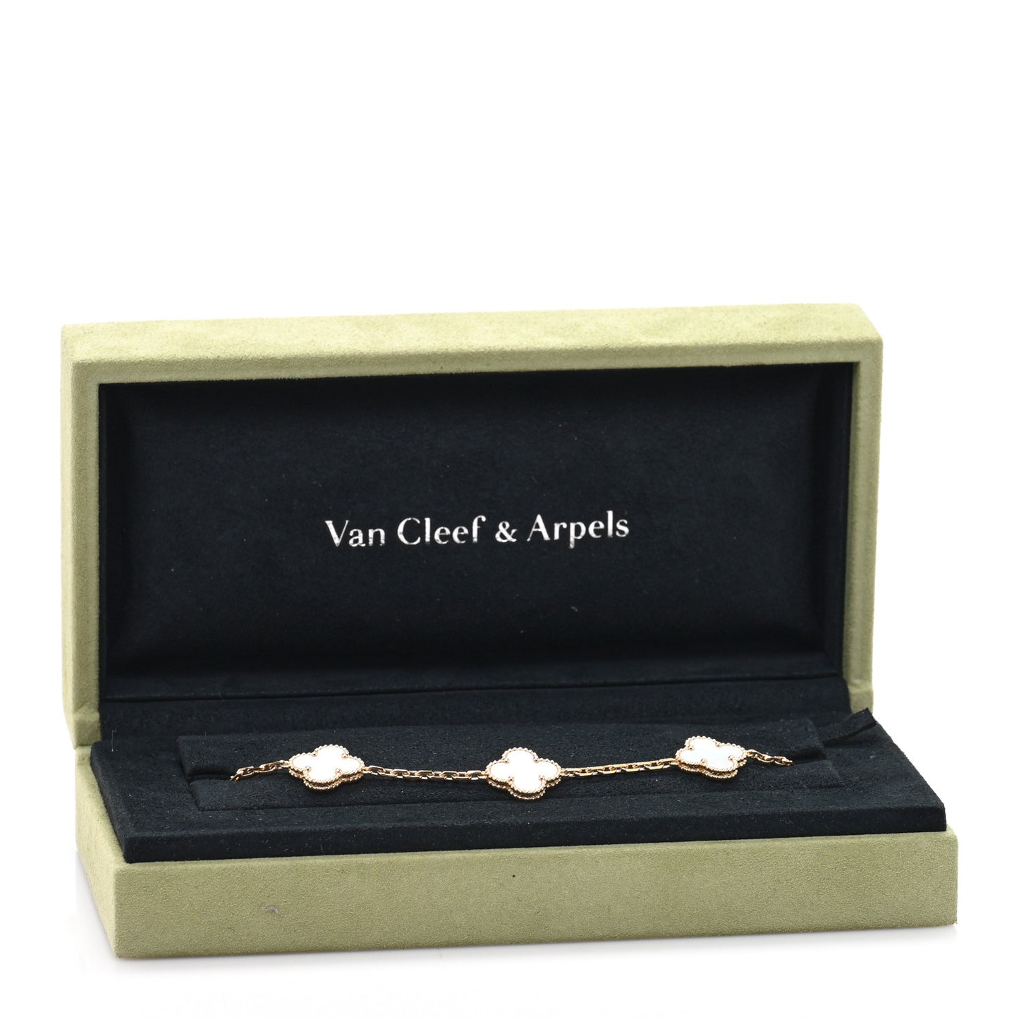 18K Yellow Gold Mother of Pearl 5 Motifs Vintage Alhambra Bracelet