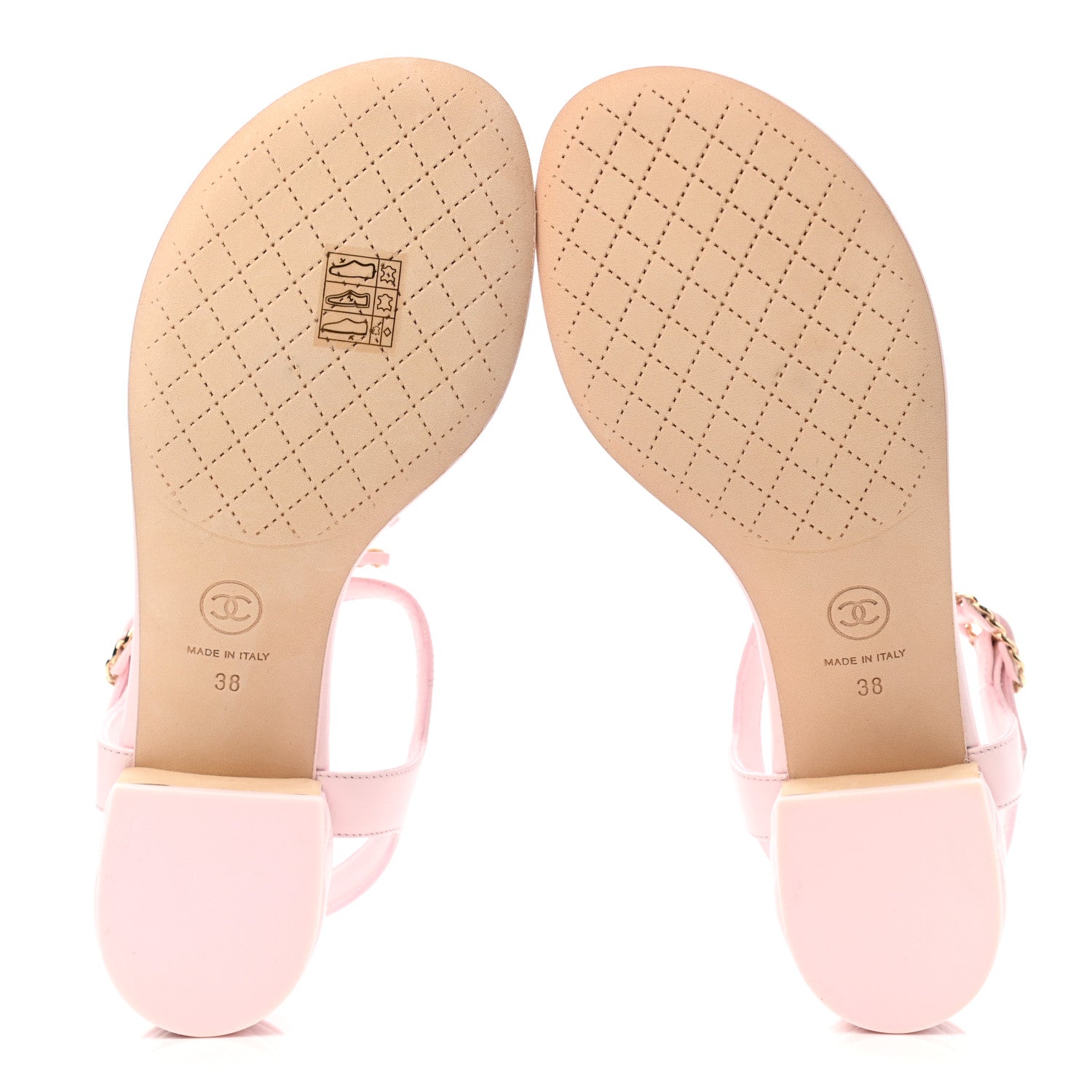 Chanel Lambskin Chain CC Logo Thong Sandals 38 Light Pink 5 of 9