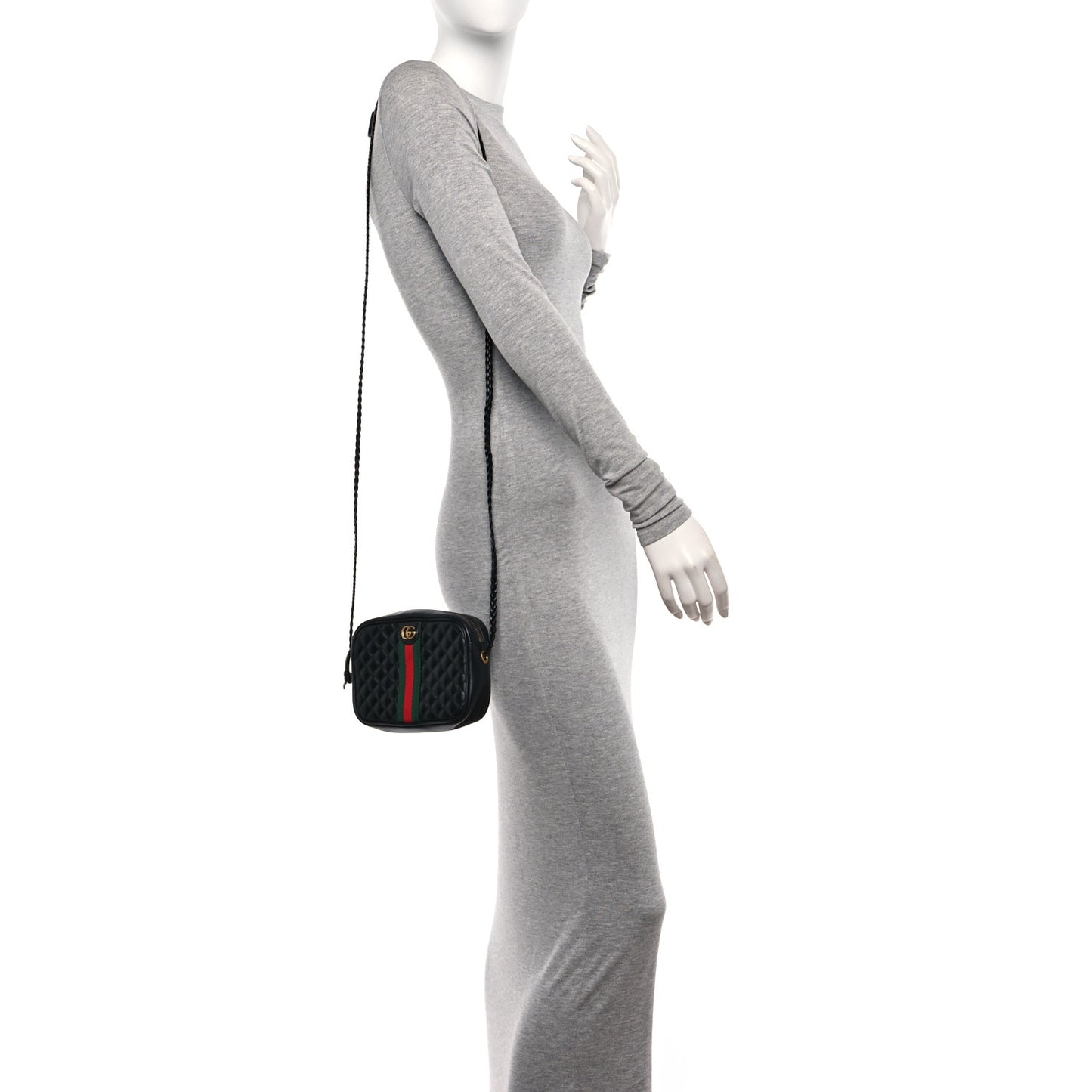 Calfskin Trapuntata Web Mini GG Shoulder Bag Black