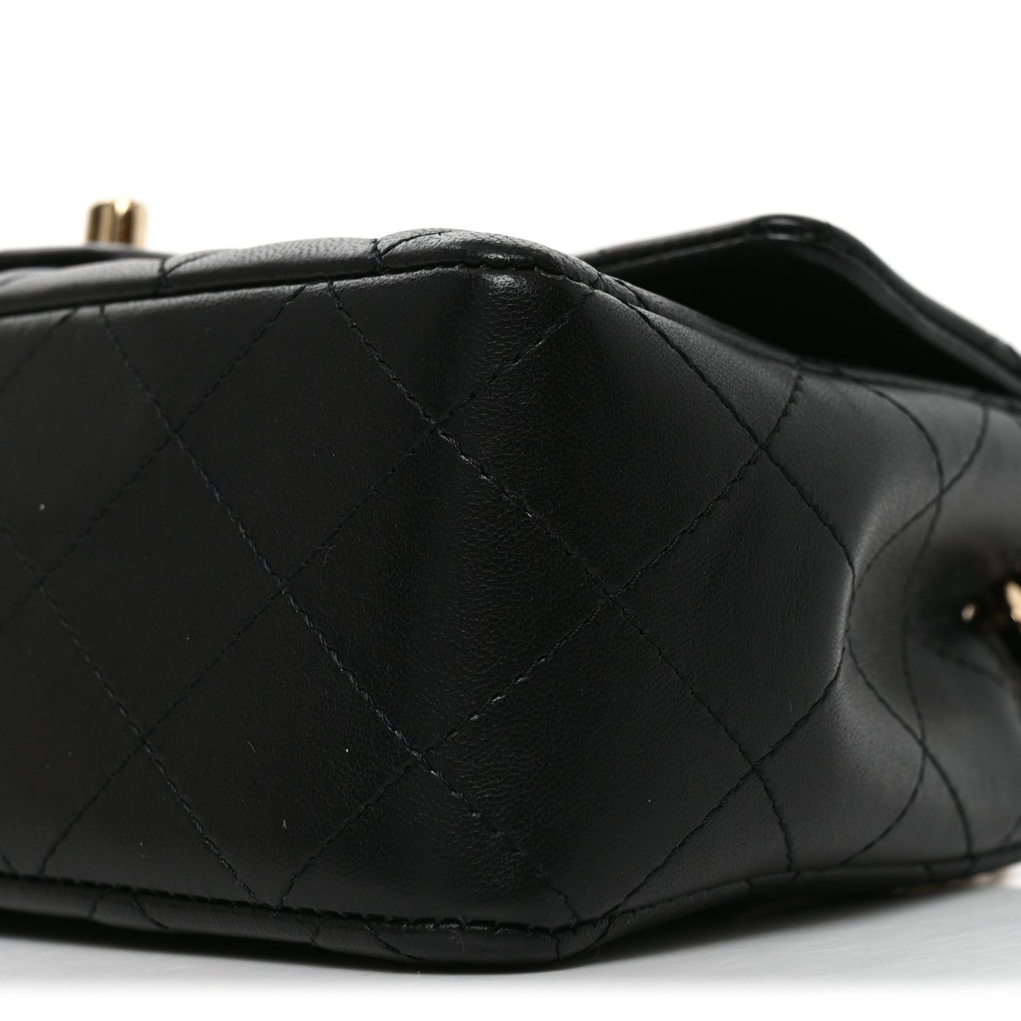 Lambskin Quilted Mini Coco Charms Rectangular Flap Black
