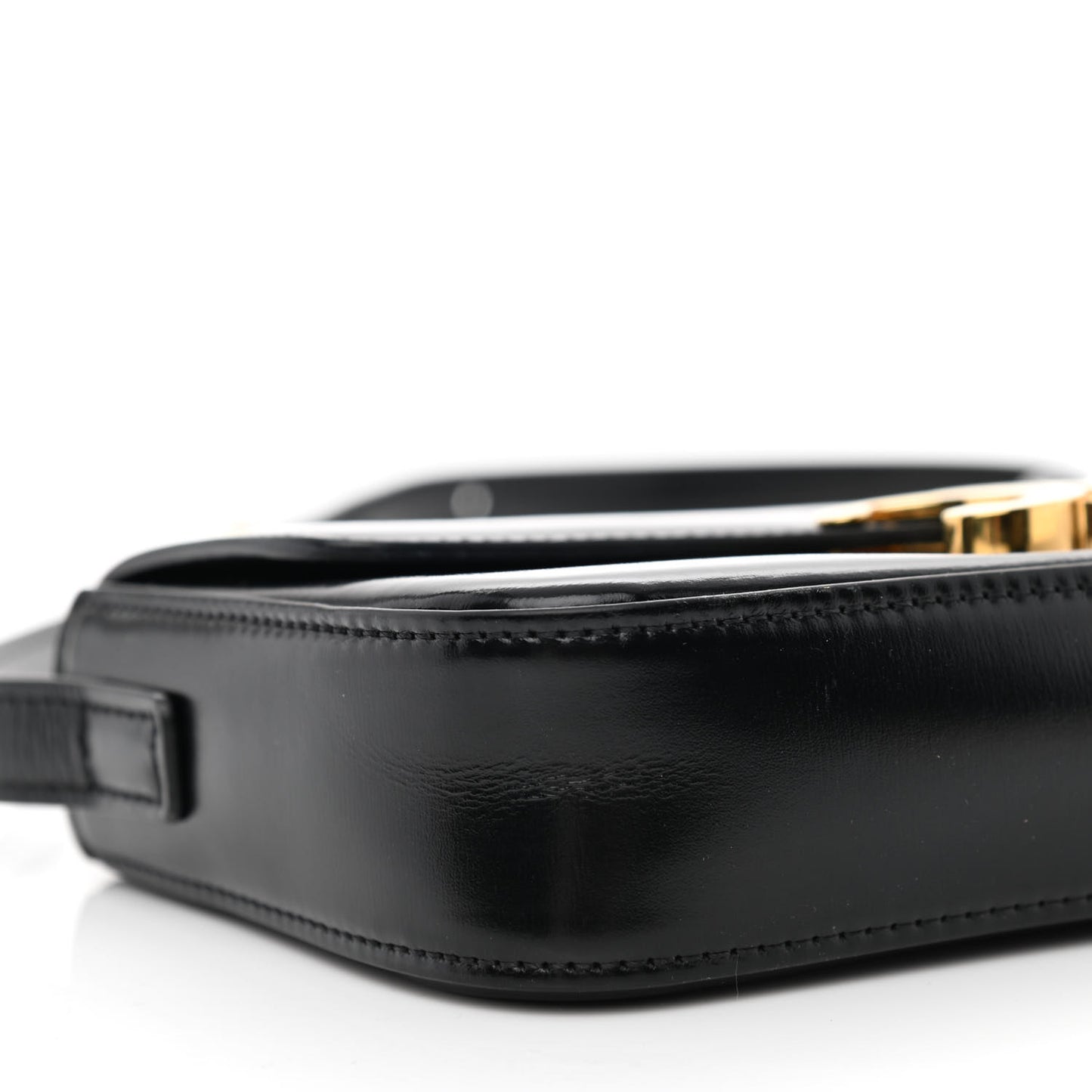 Shiny Calfskin Triomphe Shoulder Bag Black