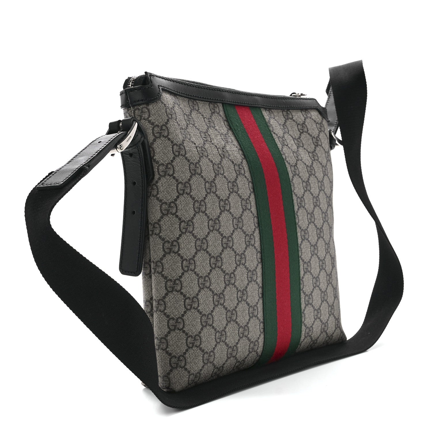Gucci GG Supreme Monogram Web Messenger Bag Black 3 of 13
