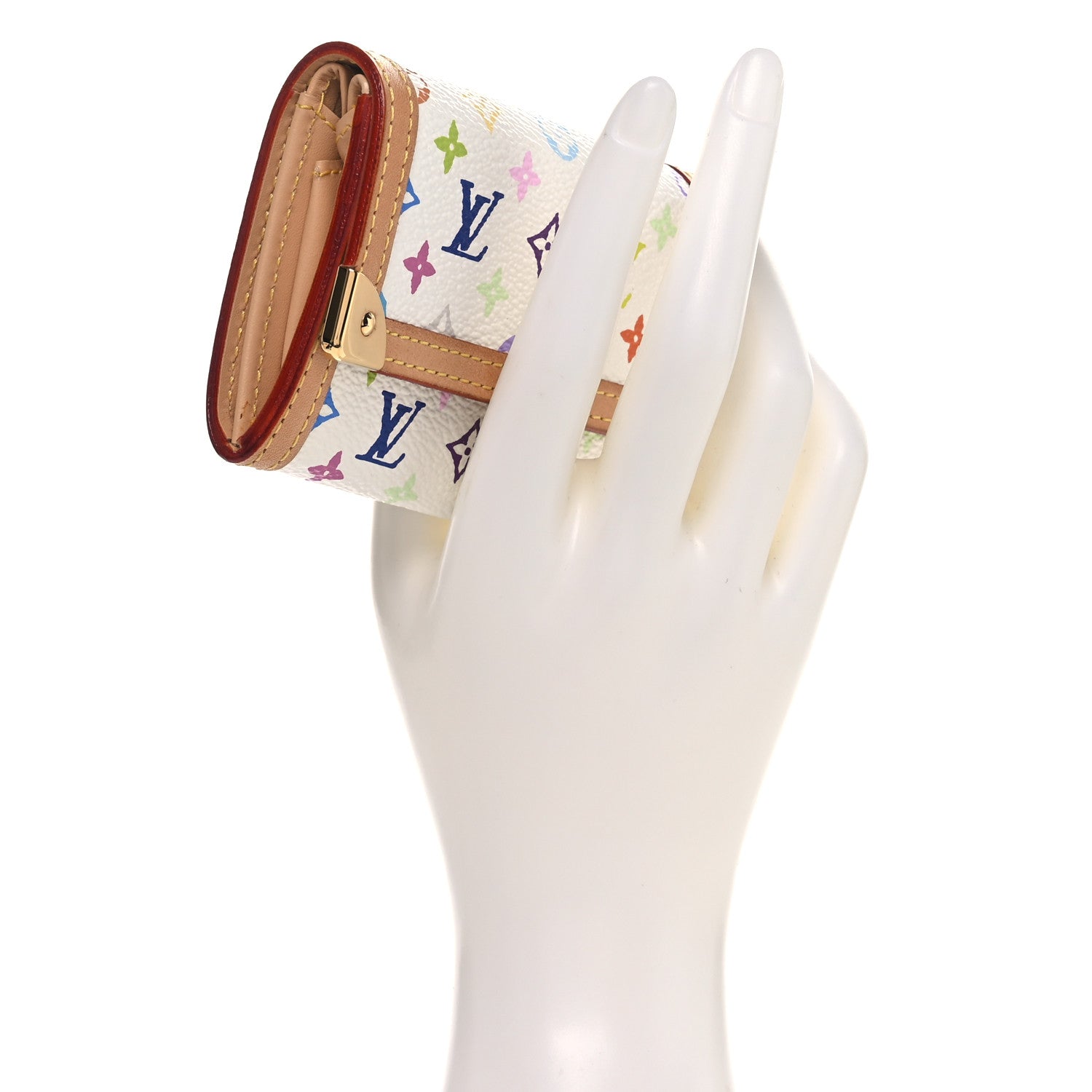 Louis Vuitton Monogram Multicolor Porte-Monnaie Plat Coin Purse White 2 of 8