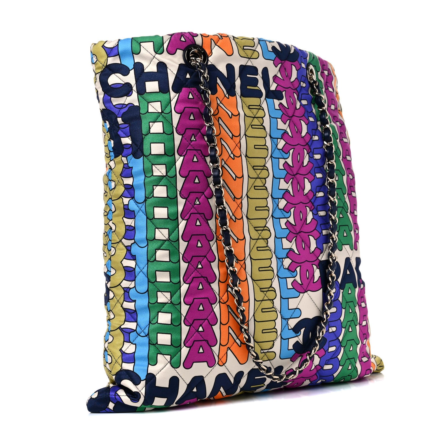 Chanel Printed Silk CC Tote Multicolor 3 of 9