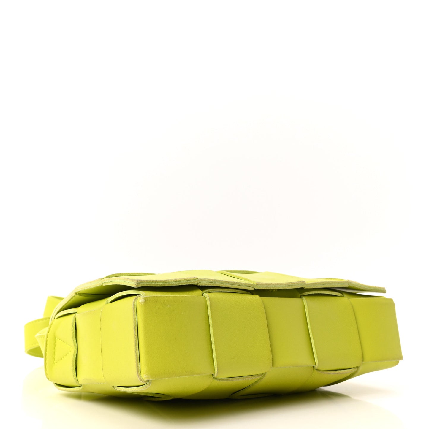 Lambskin Maxi Intrecciato Cassette Crossbody Bag Acid Kiwi