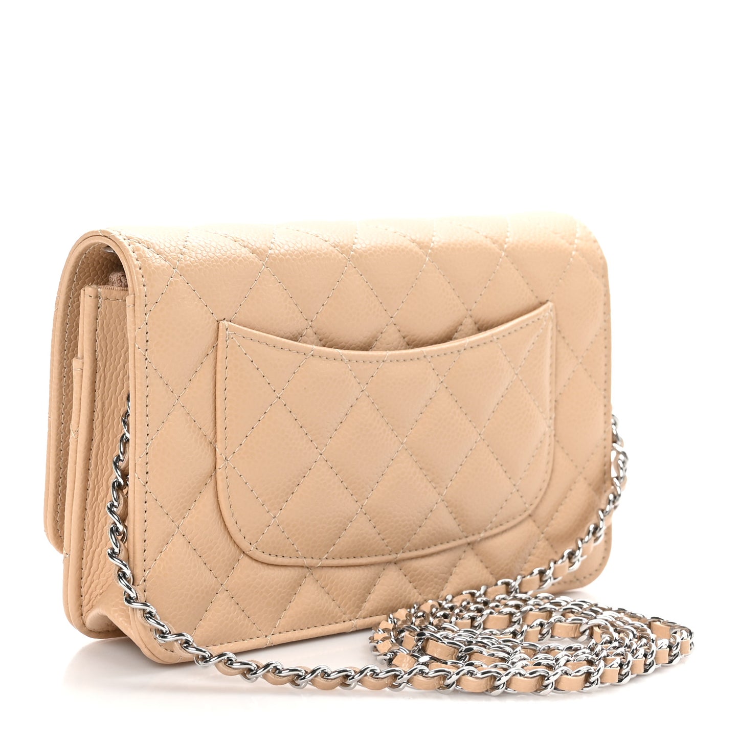 Caviar Quilted Wallet On Chain WOC Beige