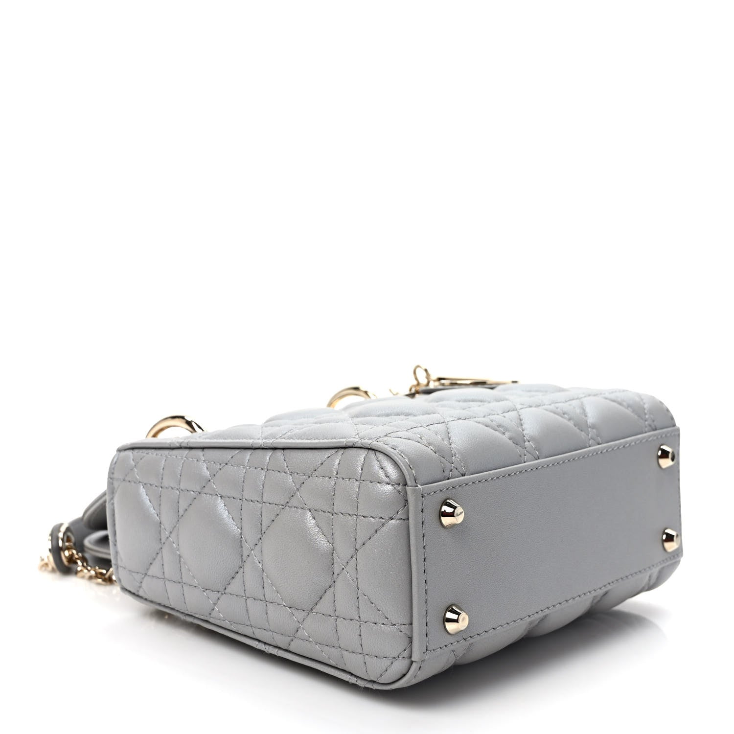 Christian Dior Metallic Lambskin Cannage Mini Lady Dior Grey 4 of 10