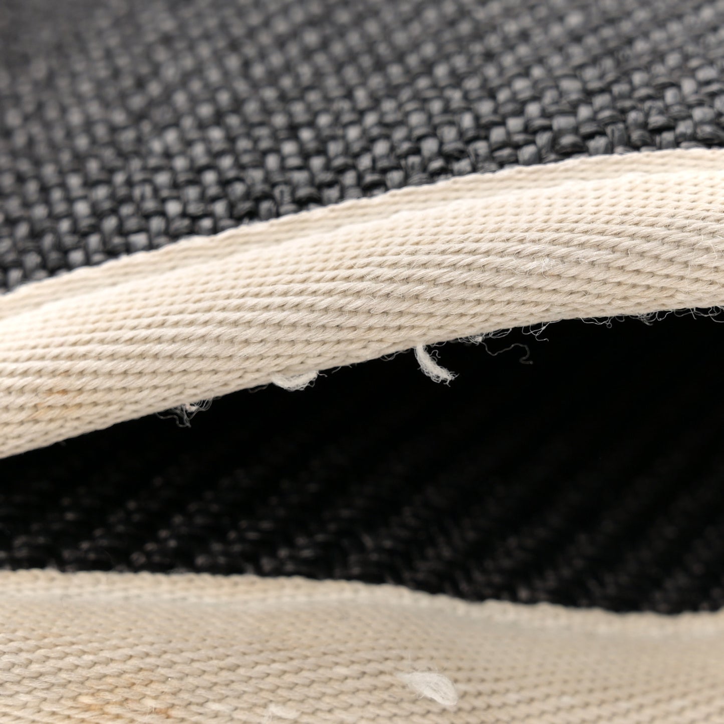 Woven Straw Raffia Medium Deauville Tote Black White