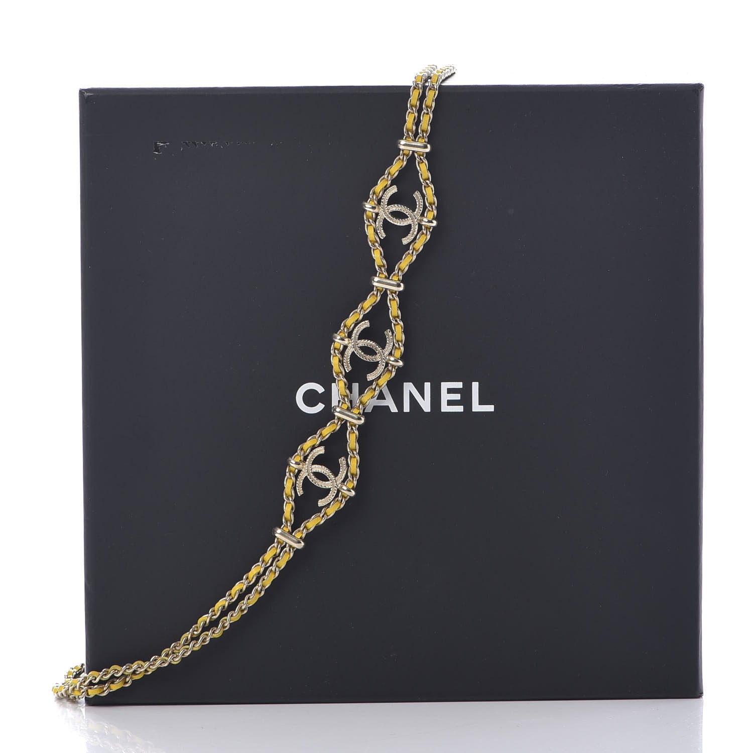 Chanel Metal Lambskin Chain Link Choker Yellow 7 of 7