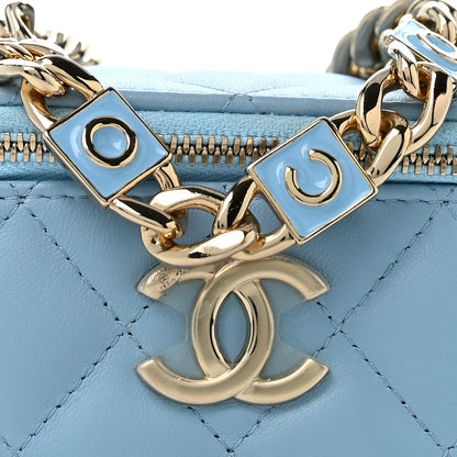 Chanel Lambskin Quilted Enamel Coco Mini Vanity Case With Chain Blue 7 of 10
