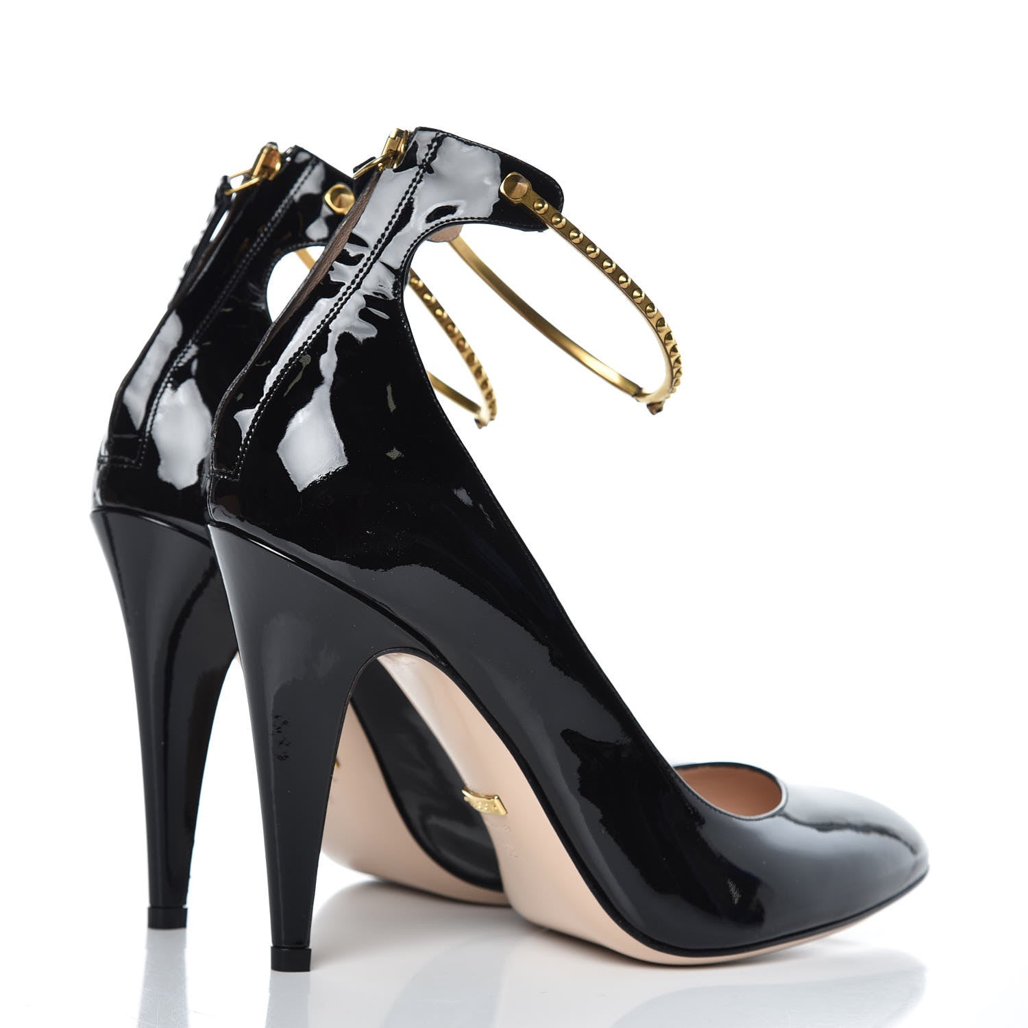 Gucci Vernice Crystal Ankle Strap Pumps 39 Black 4 of 9