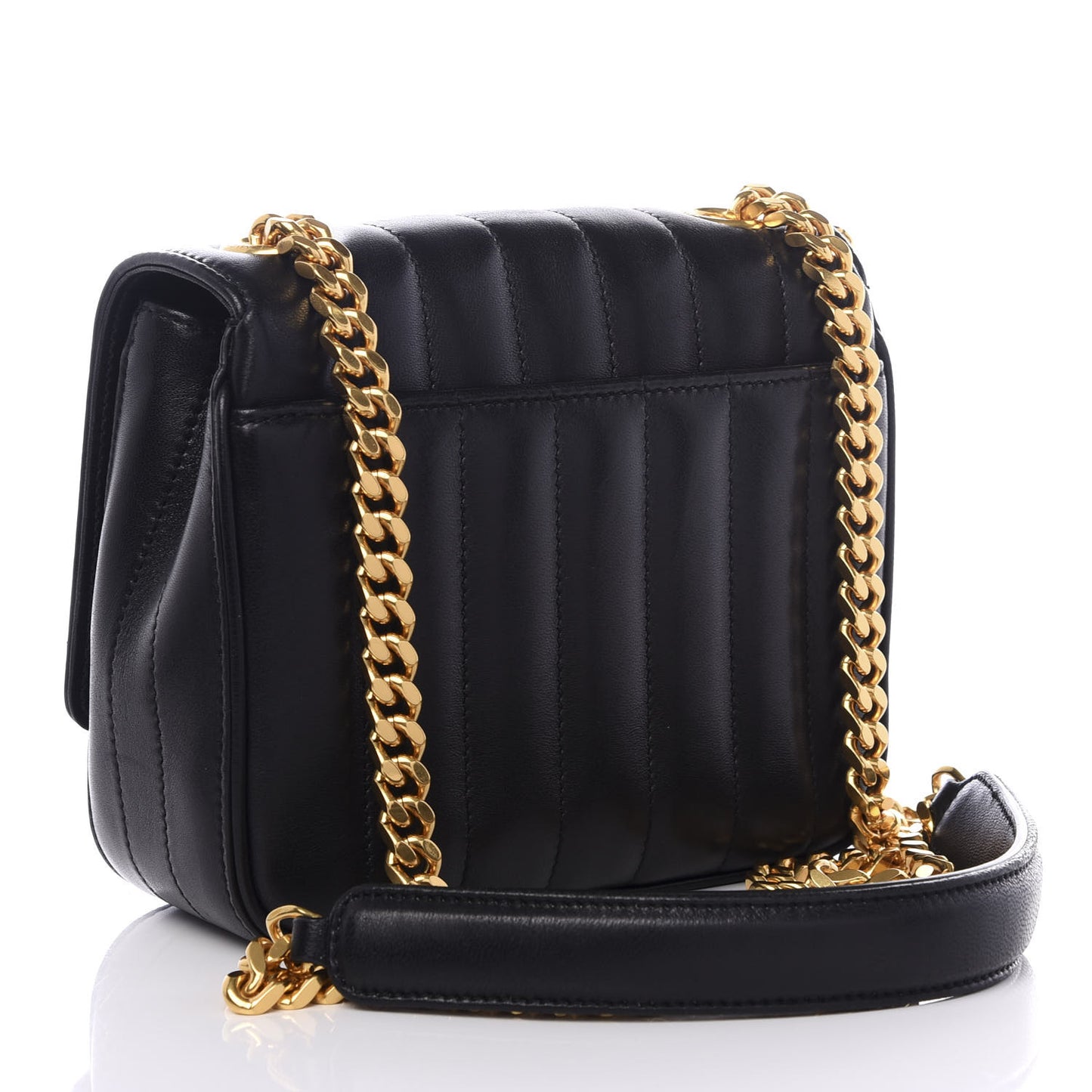 Lambskin Matelasse Monogram Small Vicky Chain Bag Black