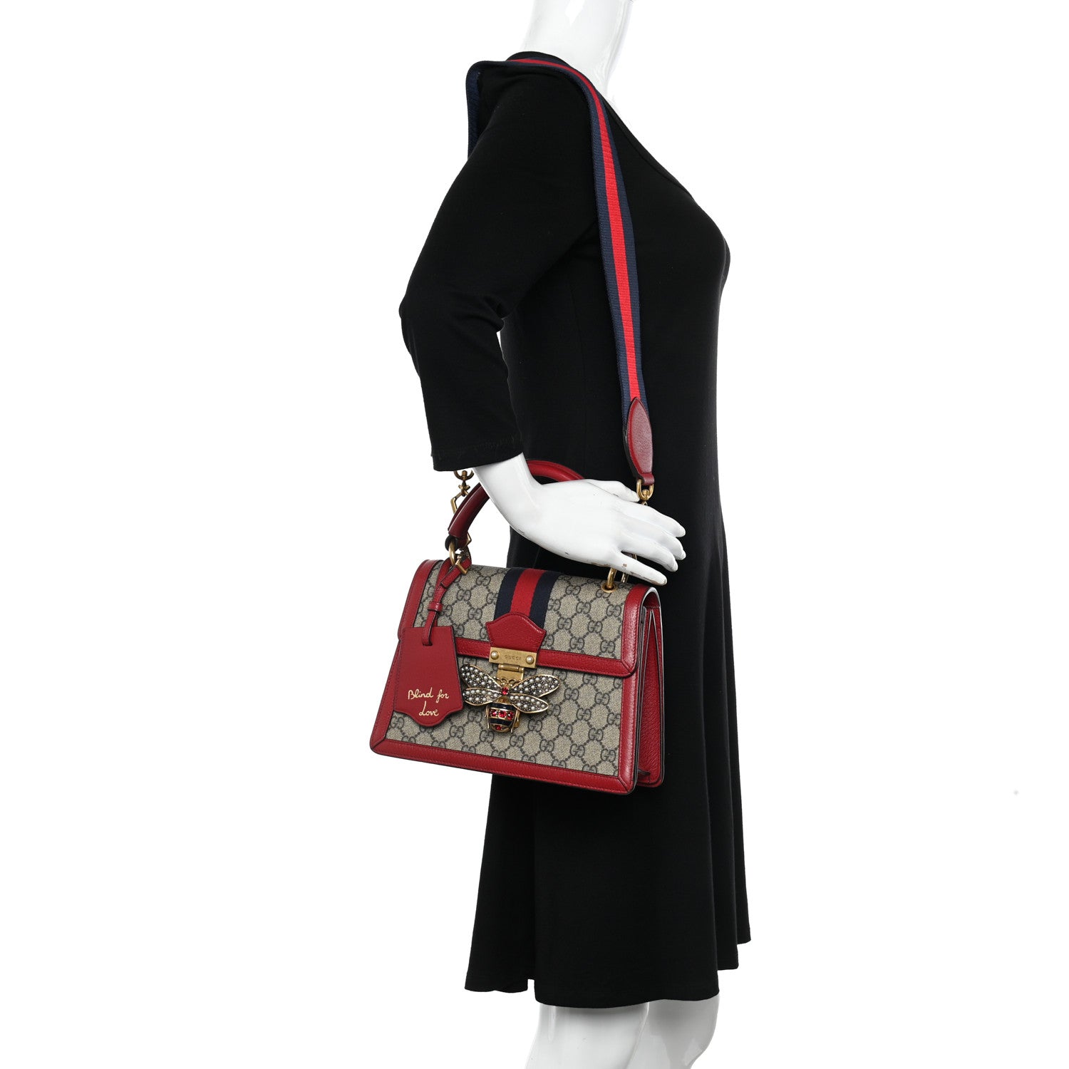 Gucci GG Supreme Monogram Small Queen Margaret Top Handle Bag Red 2 of 11