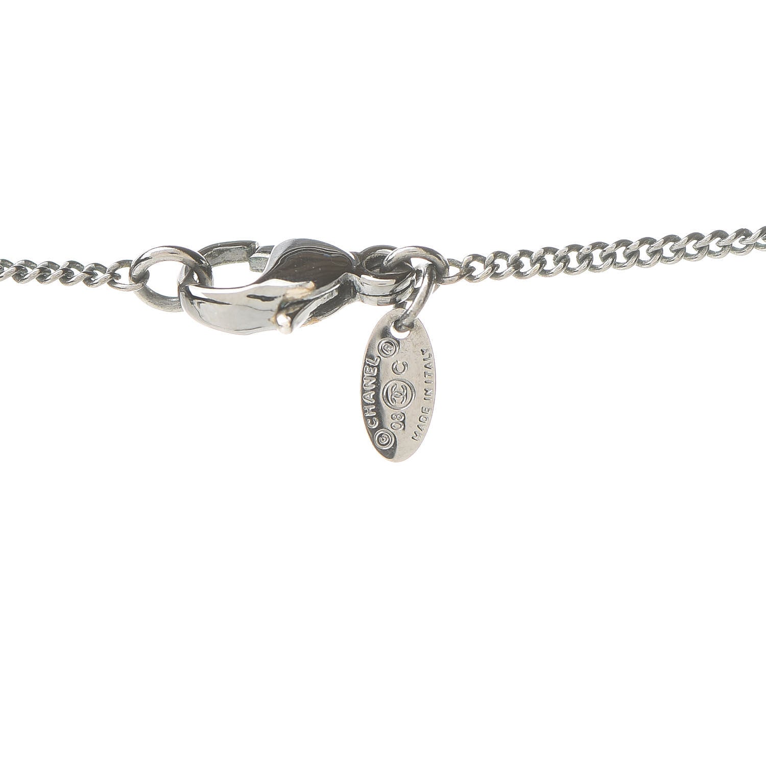 Chanel Ruthenium Locket CC Necklace Silver 6 of 8