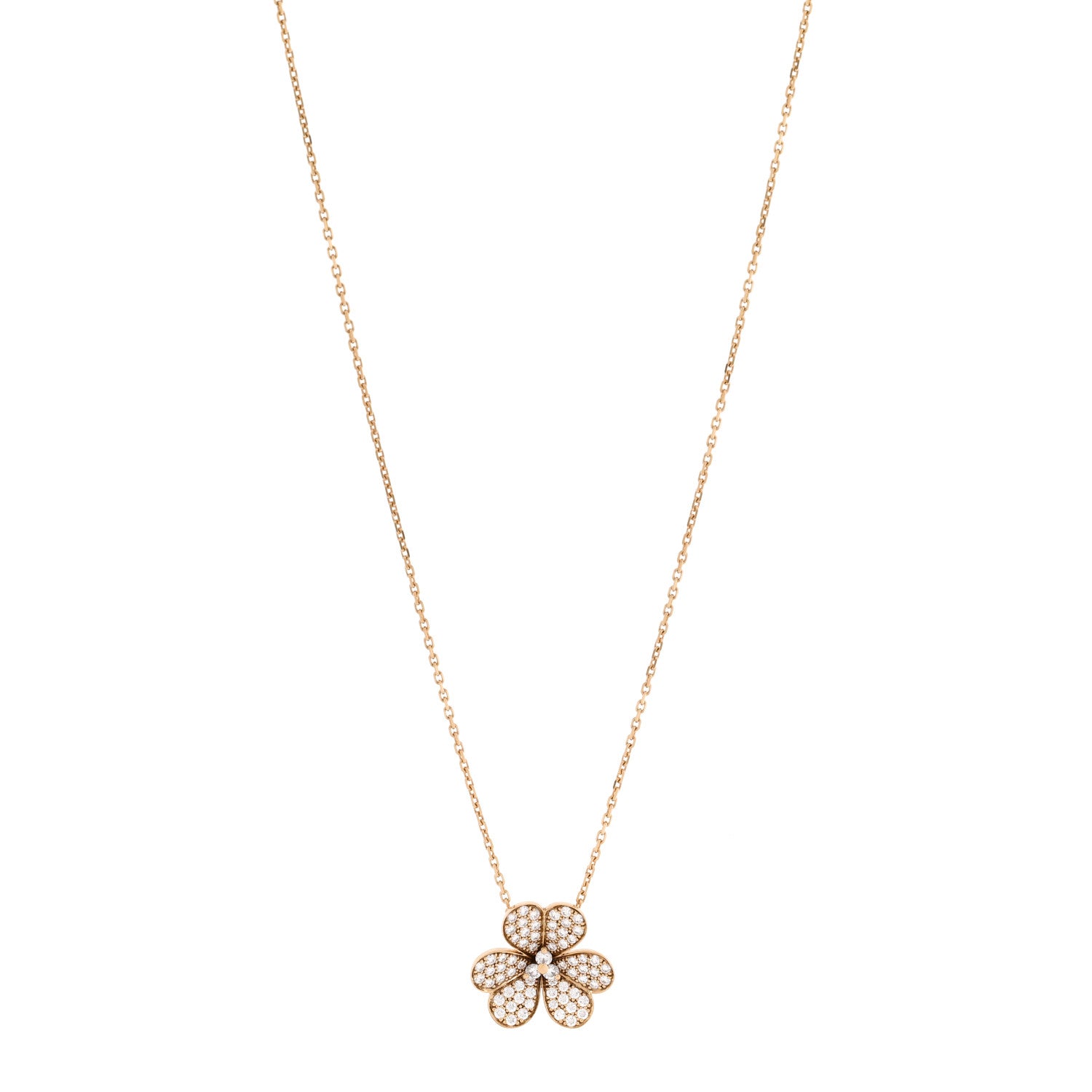 Van Cleef & Arpels 18K Yellow Gold Diamond Large Frivole Pendant Pave Necklace 1 of 6