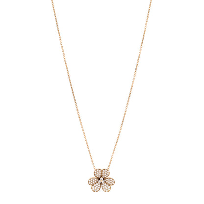 Van Cleef & Arpels 18K Yellow Gold Diamond Large Frivole Pendant Pave Necklace 1 of 6