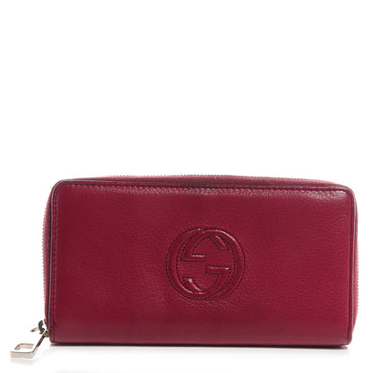 Gucci Leather Interlocking G Zip Around Wallet Red 1 of 7