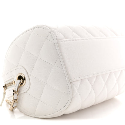 Chanel Caviar Quilted Barrel Clutch With Chain White 8 of 10