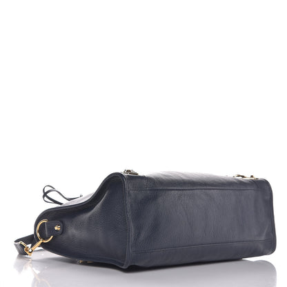Balenciaga Chevre Gold Metallic Edge Hardware City Bleu Nuit Dark Sea 4 of 7
