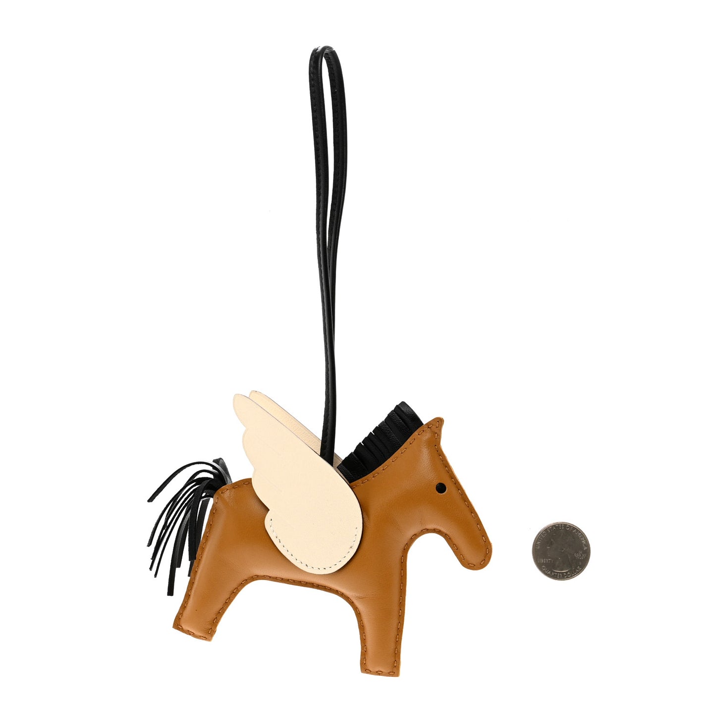 Milo Lambskin Grigri Rodeo Pegase Horse Bag Charm MM Sesame Black Nata