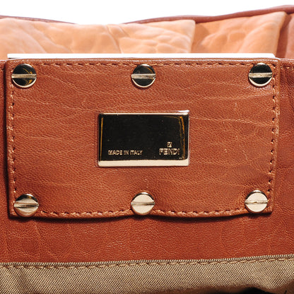 Fendi Crinkled Lambskin Colorblock Mia Tote Camel Osso Naturale 6 of 9