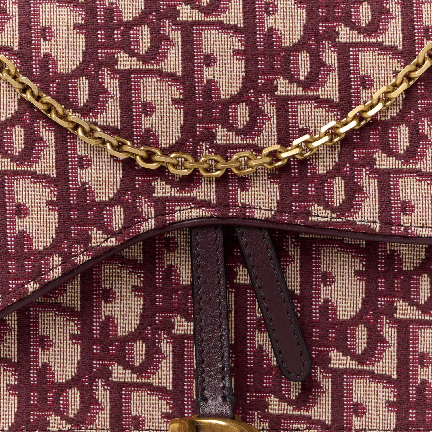 Christian Dior Oblique Saddle Chain Pouch Burgundy 8 of 11