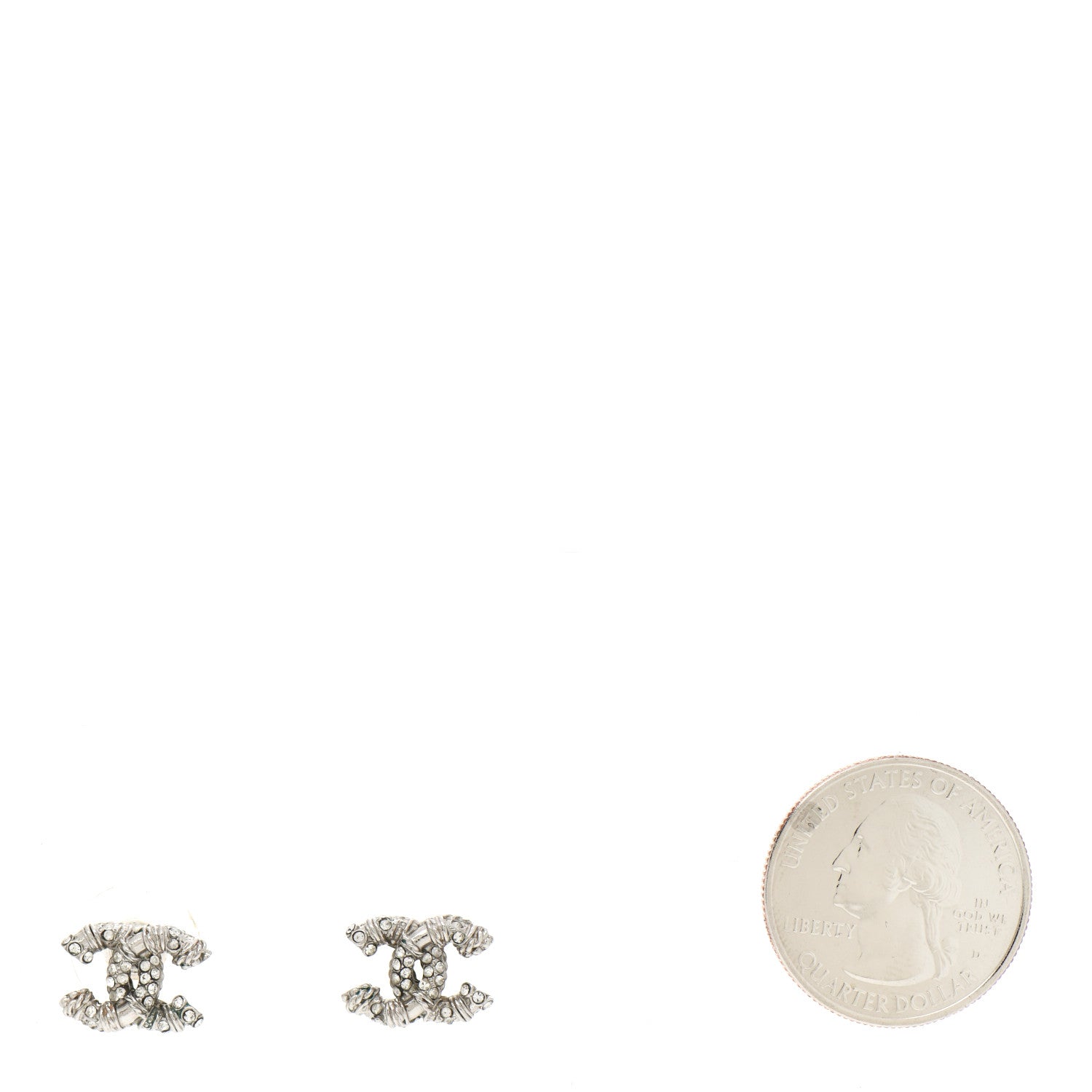 Chanel Crystal CC Twisted Earrings Silver 2 of 5