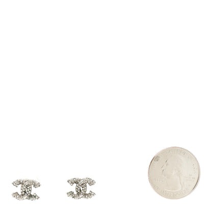 Chanel Crystal CC Twisted Earrings Silver 2 of 5