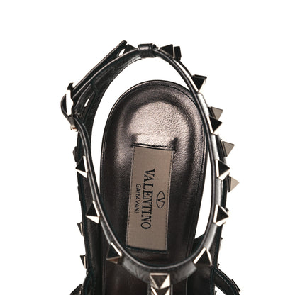 Valentino Garavani Sequin Metallic Nappa Rockstud Ankle Strap 100mm Pumps 38 Black Rutenio 7 of 8