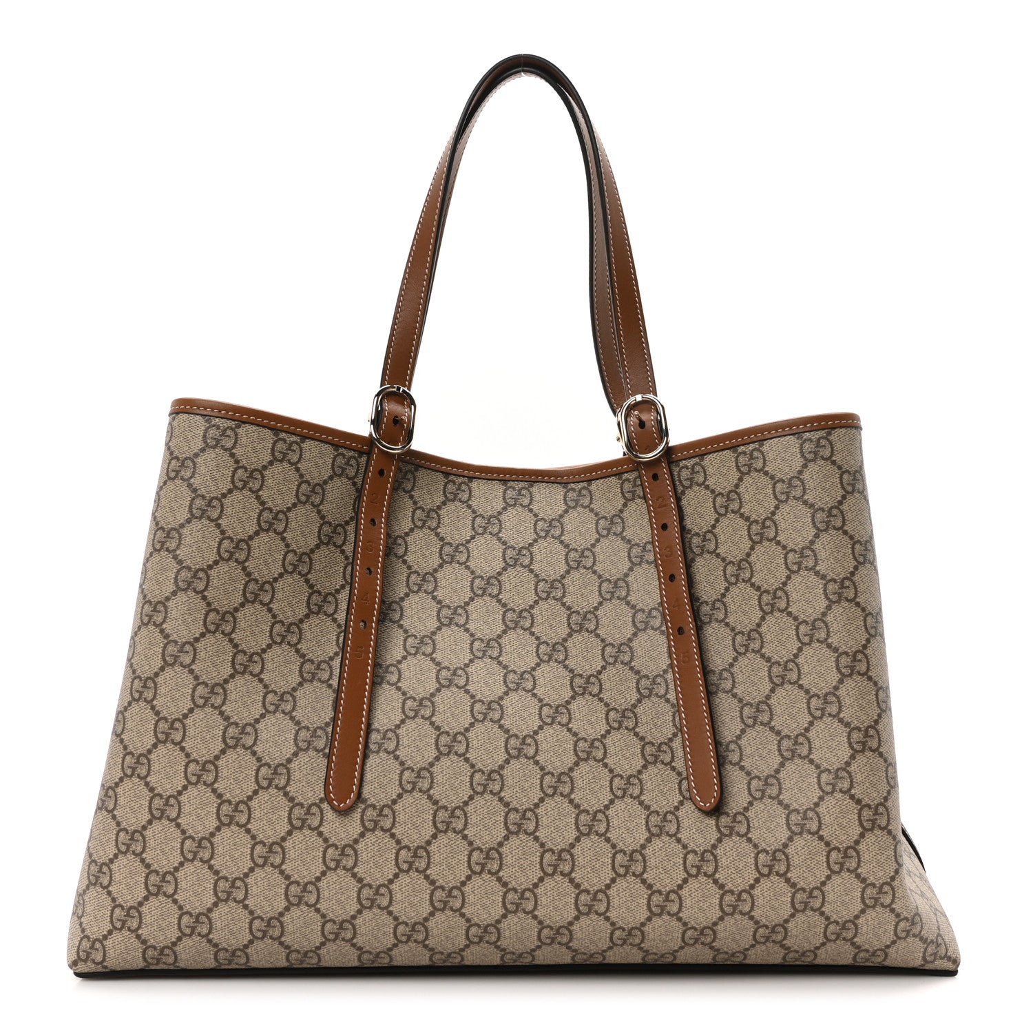 Gucci GG Supreme Monogram Emblem Medium Tote Bag Beige Dark Brown 1 of 10