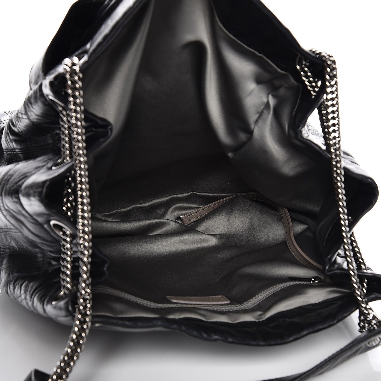 Lambskin Square Stitched Lax Accordion Shoulder Bag Black