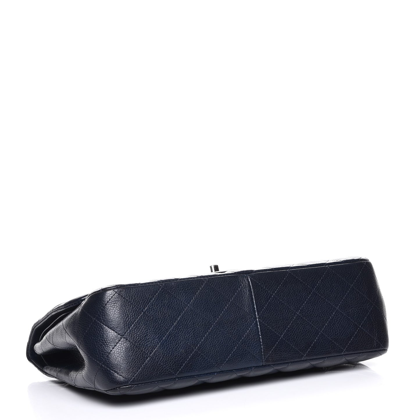 Caviar Quilted Jumbo Double Flap Navy Blue