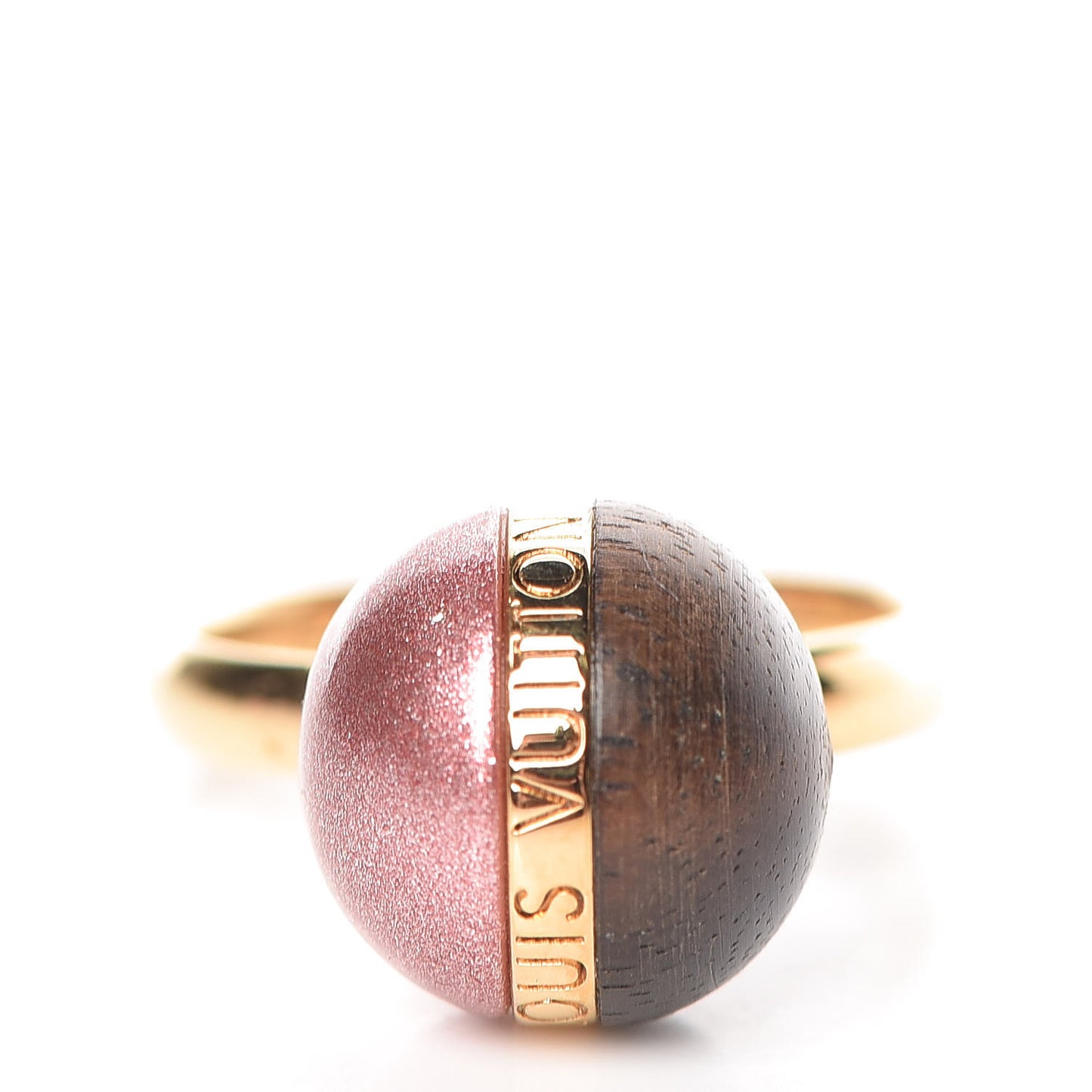 Wood Enamel Ball Ring Set 6.5 Brown Pink
