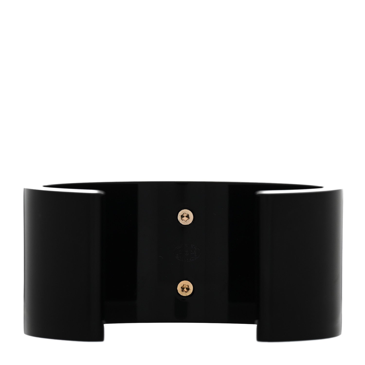 Chanel Resin CC Cuff Bracelet Pearly White Black 3 of 5