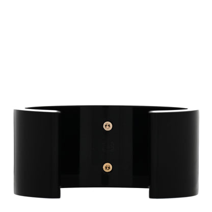 Chanel Resin CC Cuff Bracelet Pearly White Black 3 of 5