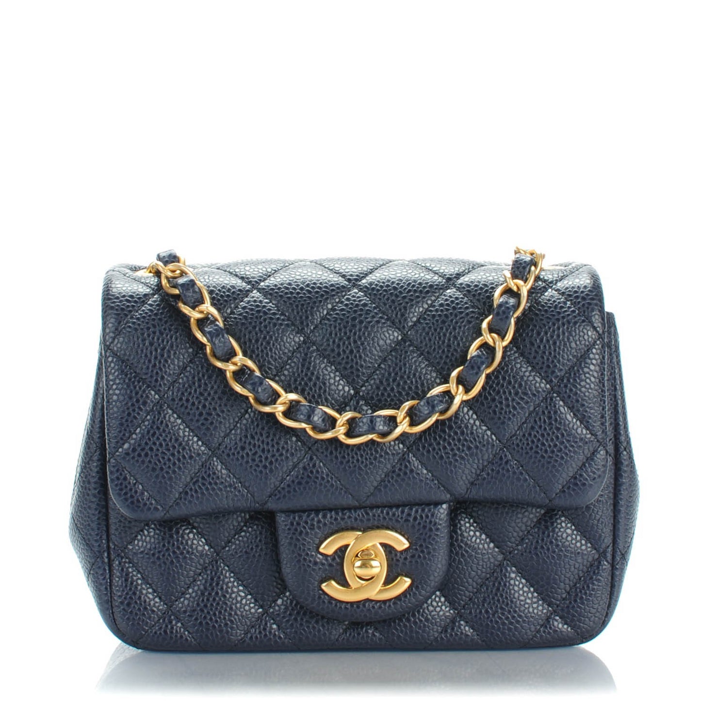 Caviar Quilted Mini Square Flap Navy