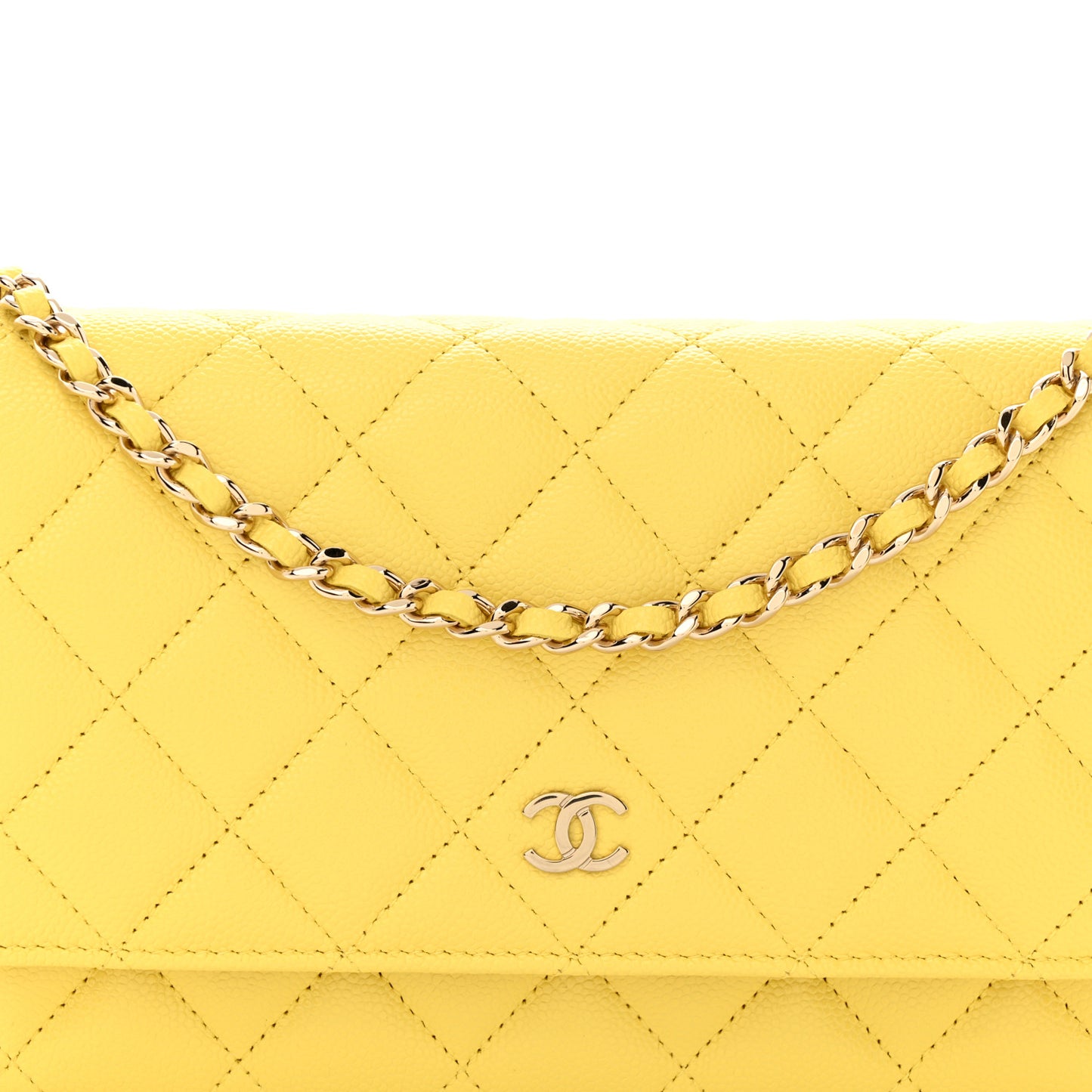 Caviar Quilted Wallet on Chain WOC Yellow